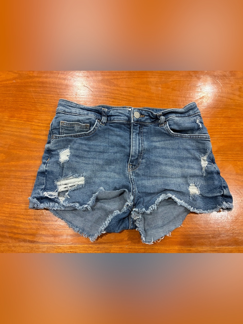 H&M Dark Blue Distressed Denim Shorts